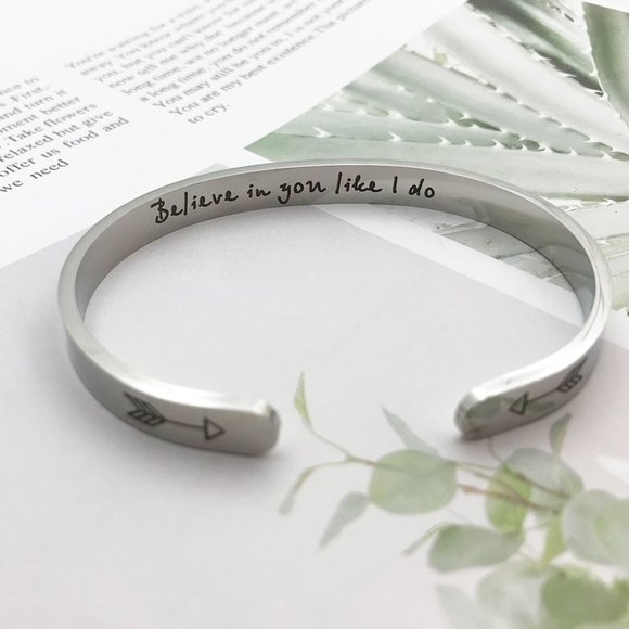 Inspirational Bracelets - Believe in You Like I Do -STEEL SILVER Graduation Gift - Picture 4 of 4